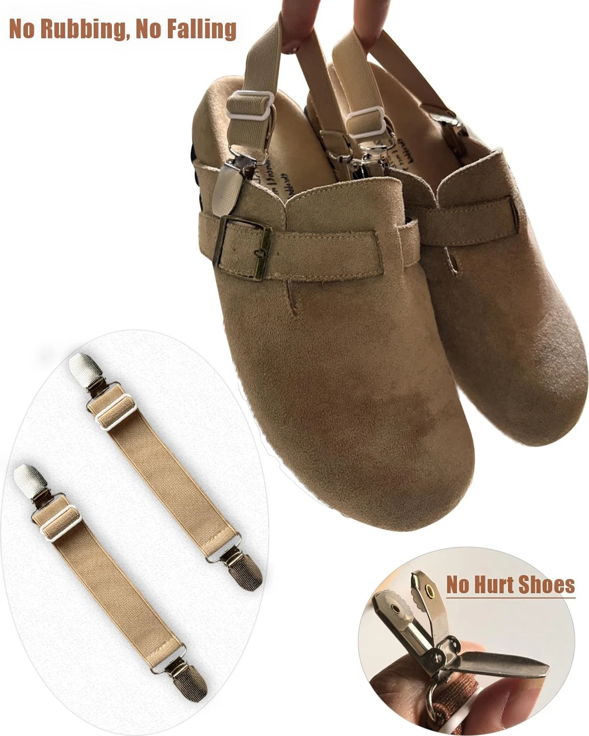BitsFans Elastic Shoe Straps for Birkenstock Clogs Men and Ajustable, Khaki