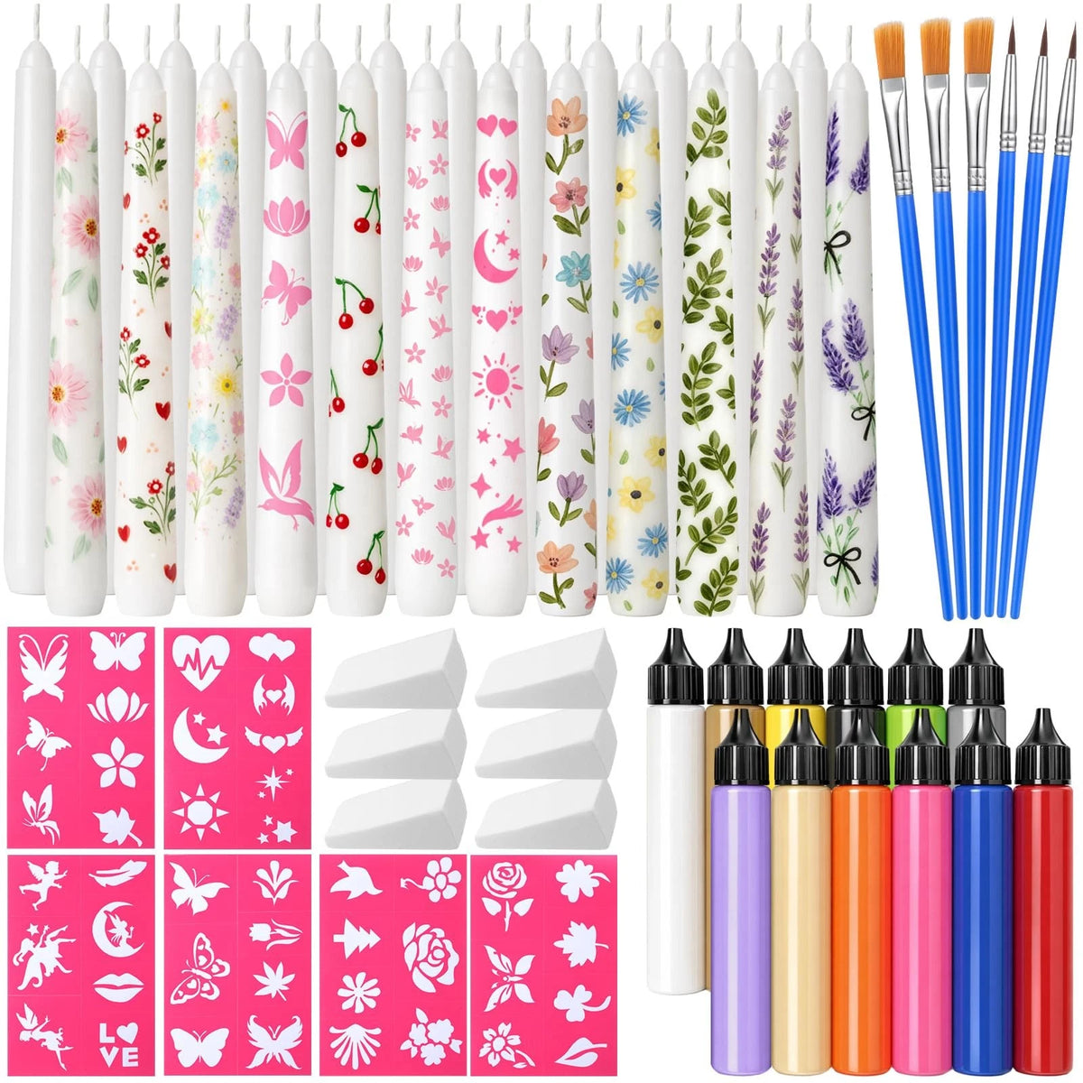 Treela 42 Pcs DIY Candle Painting Kit Include 6.3 x 12.2 x 2.87 inches, Cone
