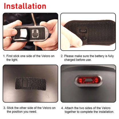 Waterproof Motorcycle Rear LED Helmet Light USB Rechargeable Light Replacement