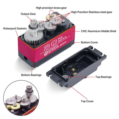1x High Torque Waterproof 80KG Digital Servo With 18T Servo Arm for 1/5 RC Car