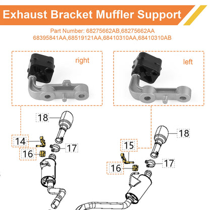 4Pcs Rear Left Right Exhaust Bracket Muffler Support Rubber Isolator Hanger