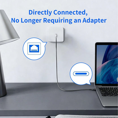 Aluminum 2-in-1 Ethernet Cable USB-A/Type-C to RJ45 100Mbps 1.8M Braided for PC