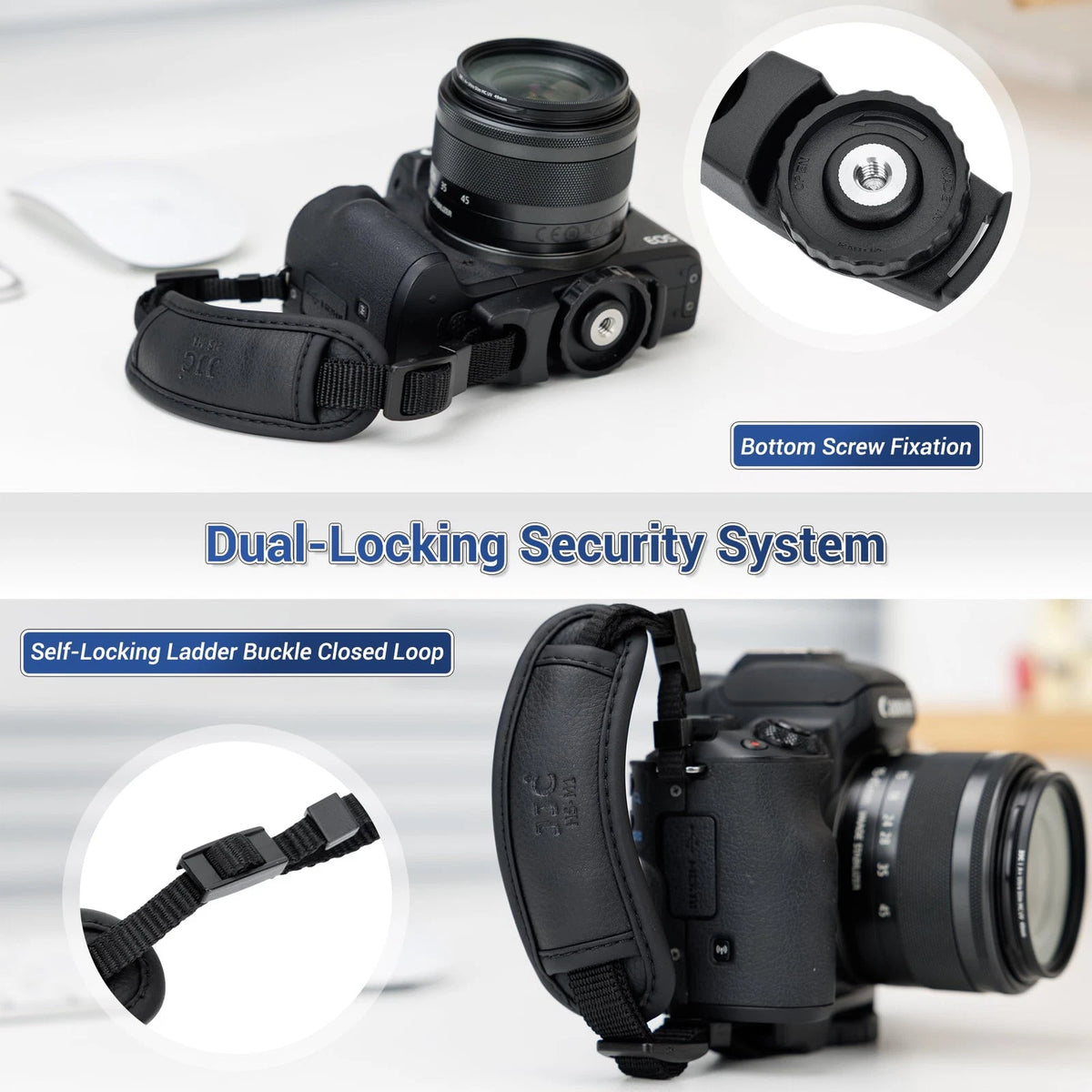 Camera Hand Wrist Grip Strap with Thinner lanyard, Black