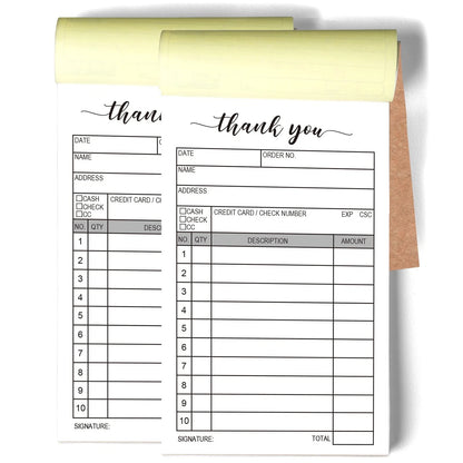 2 Packs 50-Set Thank You Receipt Book, Carbon Duplicate Copy Sales Receipt...