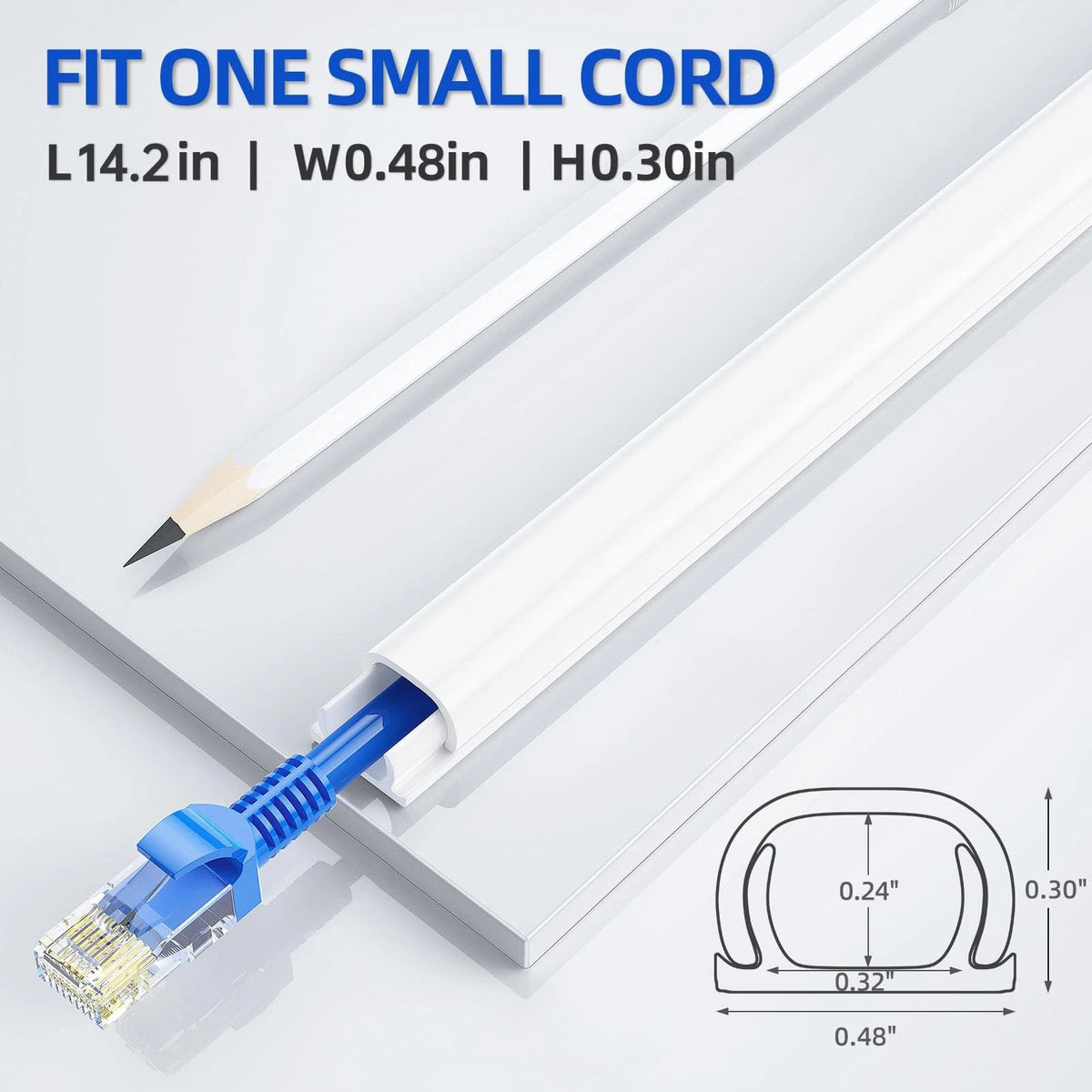 Delamu 128in Cord Hider for 1 Cord, L X 0.48in W X 0.30in H, White