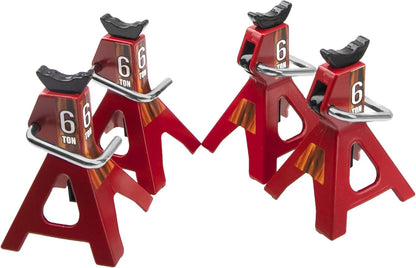 4Pcs Vgoohobby 1/10 RC Scale Toy Decoration Metal Jack Stands Red