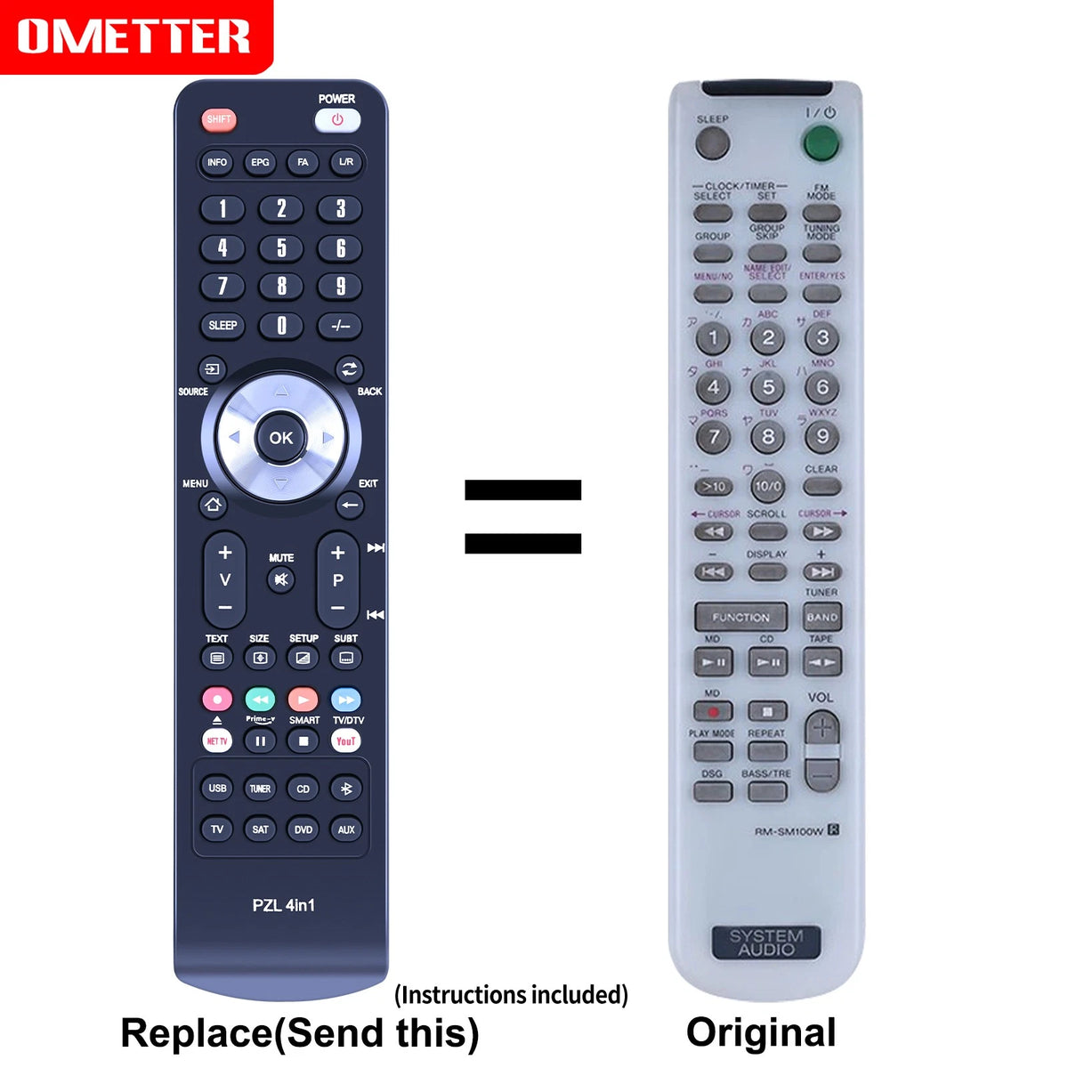 RM-SM100W Remote Control For Sony Audio System RM-SM100ES HCD-M10 CMT-M373NT