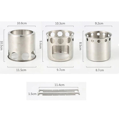 Protable 304 Stainless Steel Outdoor Camping Cookware Wood Stove Hiking Tool