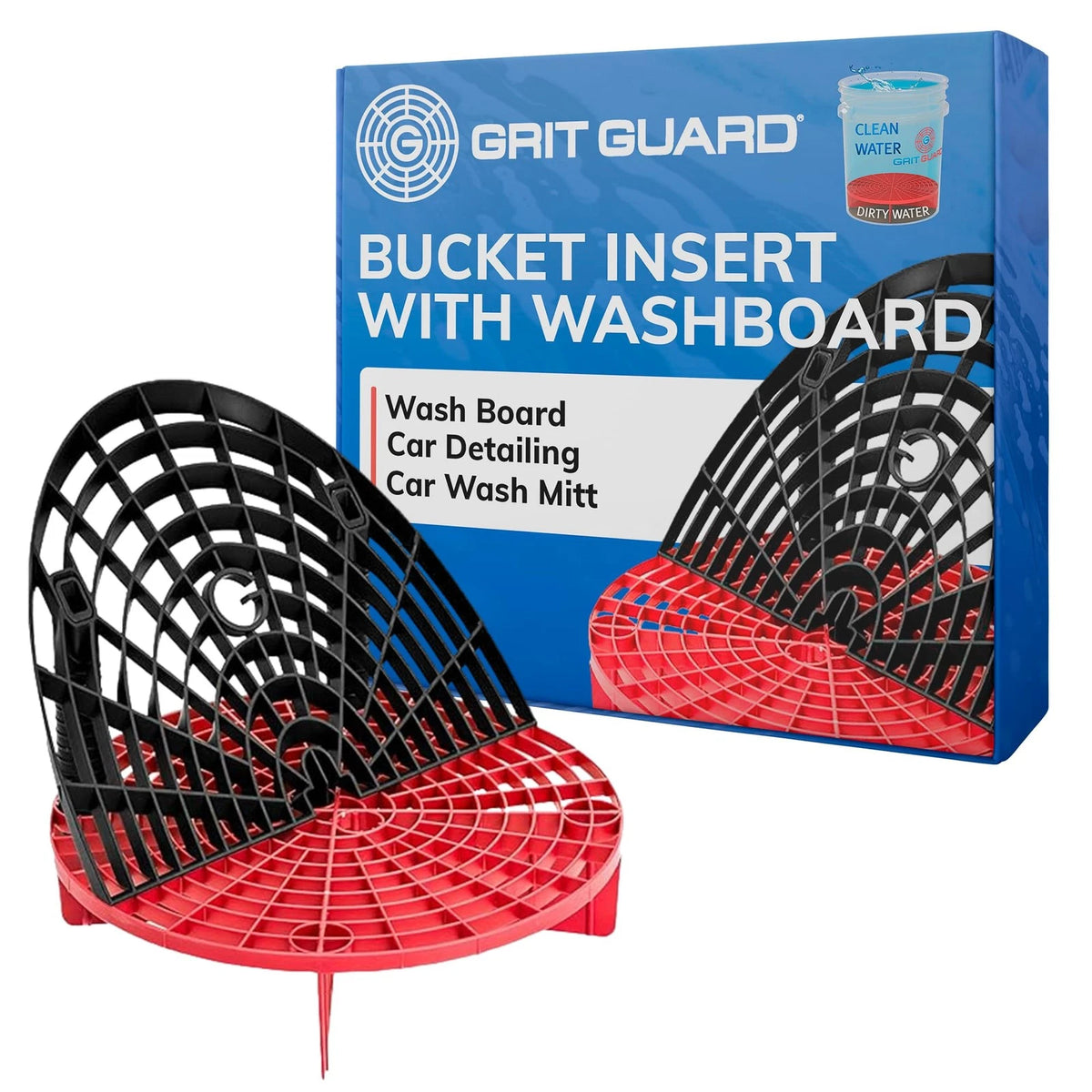 The  Grit Guard Bucket Insert with Washboard Combo | Black/Red