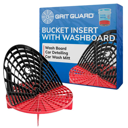 The  Grit Guard Bucket Insert with Washboard Combo | Black/Red
