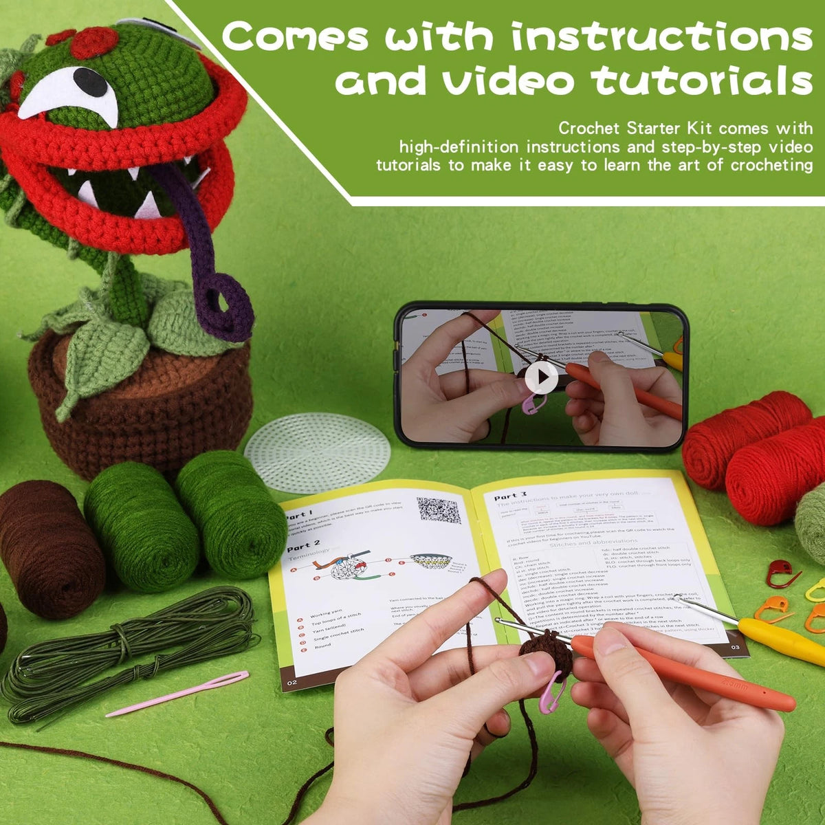 Yizzvb Crochet Kit Beginners Starter Kits Knitting Supplies 1, Piranha