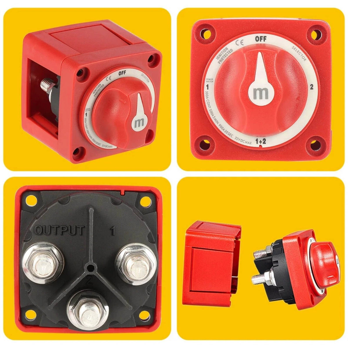 For Boat Marine Electrical Systems 300A Dual Battery Selector Switch 4 Position