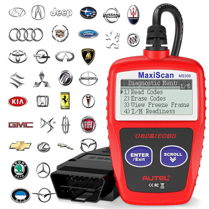 Autel OBD2 Scanner MS309 Universal Car Engine Fault Code Reader, Check S, Red