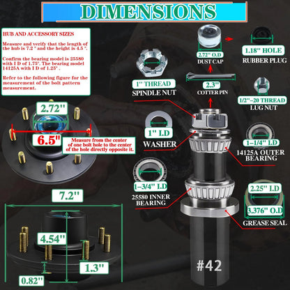 OZISENS 1 Sets 7000lbs Pre- Lubrication Trailer Hub 8 Bolt 6.5