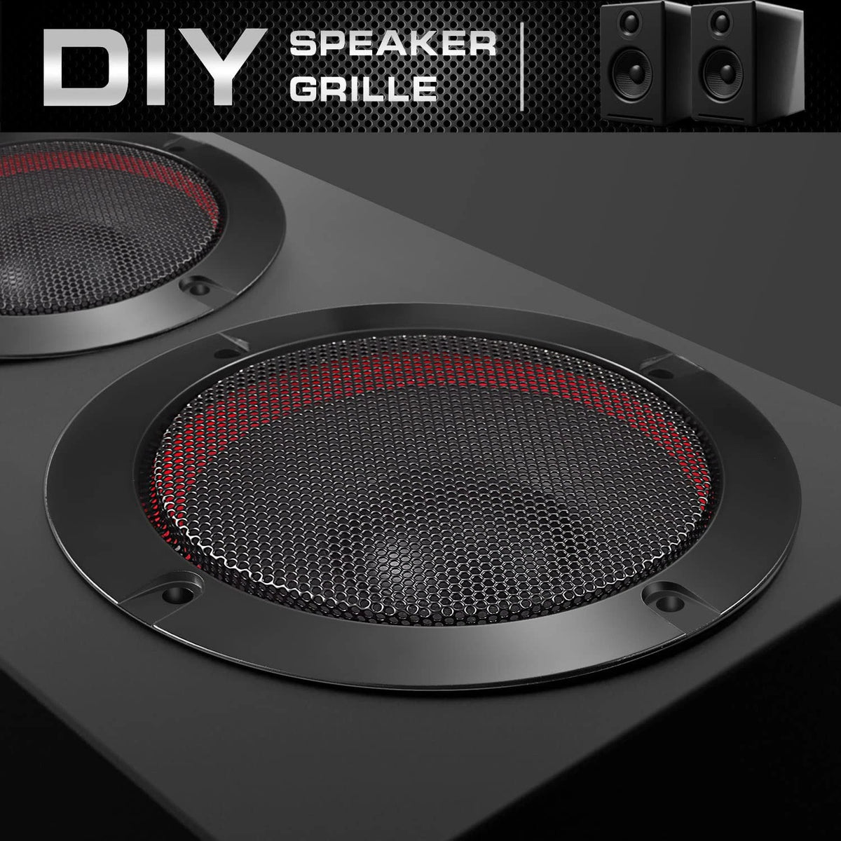 Facmogu 2PCS 4in Black Round Speaker Grills Cover, Metal Mesh 4 Inch,