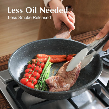 SENSARTE Nonstick Frying Pan Skillet with Lid, Omelet 8 Inch, Gray Granite