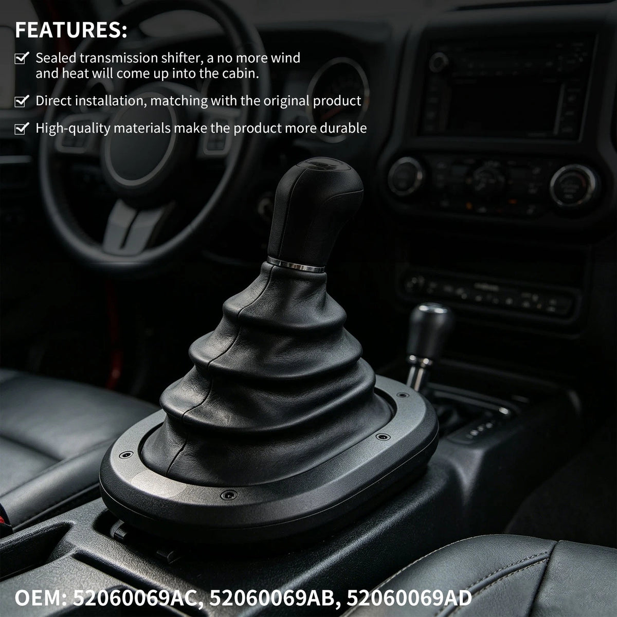 52060069AD Gear Shift Boot Cover Precise Fits for Jeep Wrangler 3.8L 2007-2010