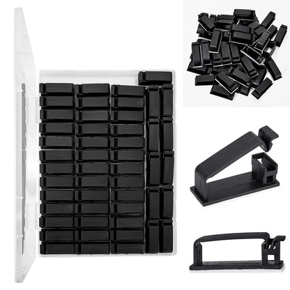 50Pcs Self Adhesive Cable Management 1.52’’ x 0.59’’ x 0.57’’, Black