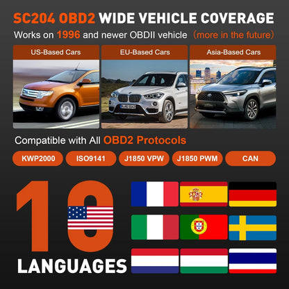 CGSULIT Scan Tool SC204 OBD2 Scanner, Check SC204, Code Reader-Grey