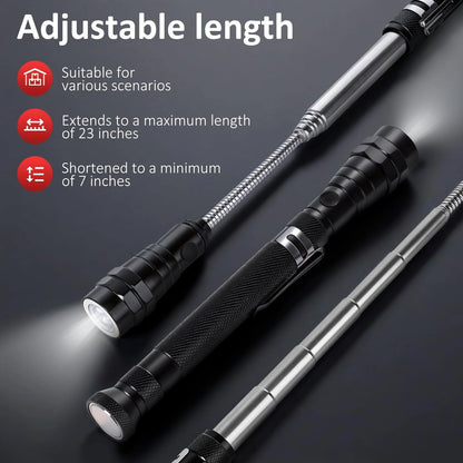 Magnetic Pickup Tool with LED Flashlight, Telescoping Magnet Tool, Father's...