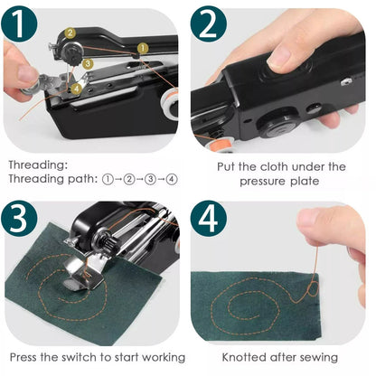 Handheld Mini Sewing Machine Stitch Electric Compact Tool w/ Accessories Kit