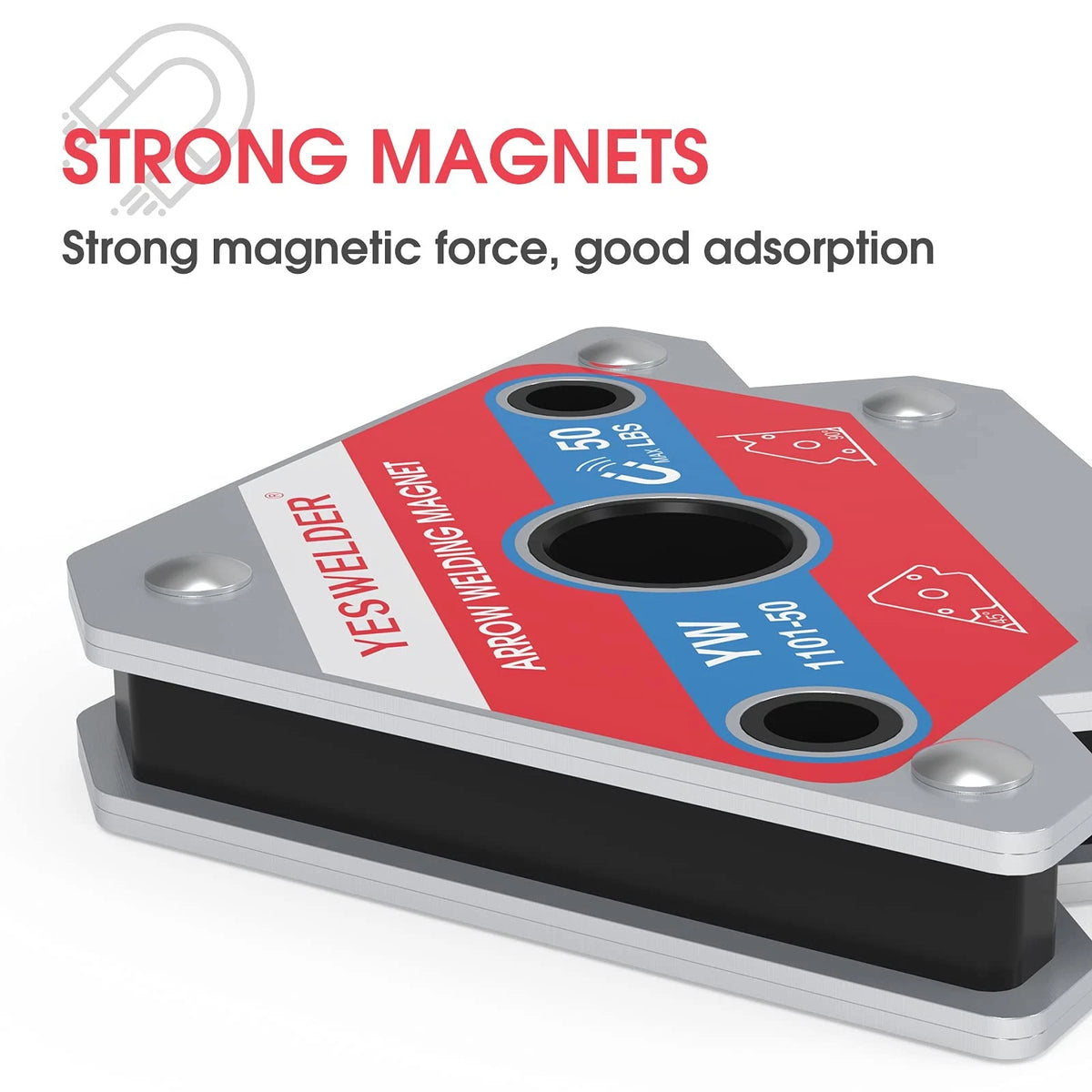 YESWELDER 4-Pc Welding Magnet Set, 50 lb Holding Power 50lb, Multicolor