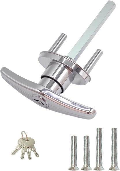 Garage Door Lock T-Handle Locks Latch Replacement Parts with 4 Keys, Nickle
