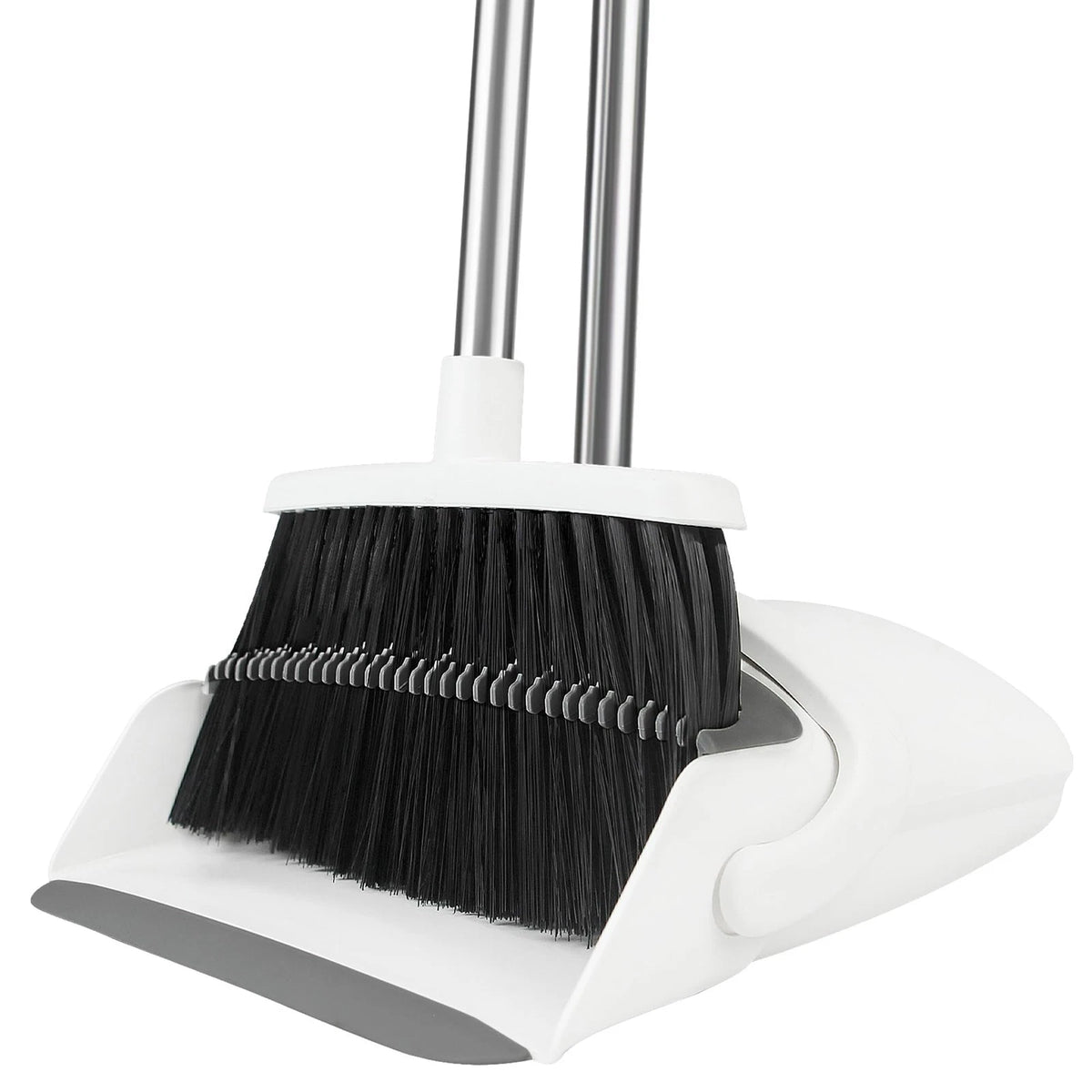 BSKLIN Broom and Dustpan Set for Home, 52" Long Handle Standing Small, White
