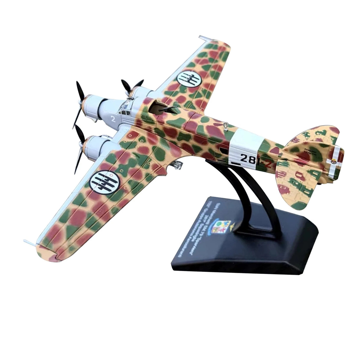 11cm Long 1/144 Scale Diecast SM.79 Sparviero Bomber Model Aircraft Toy