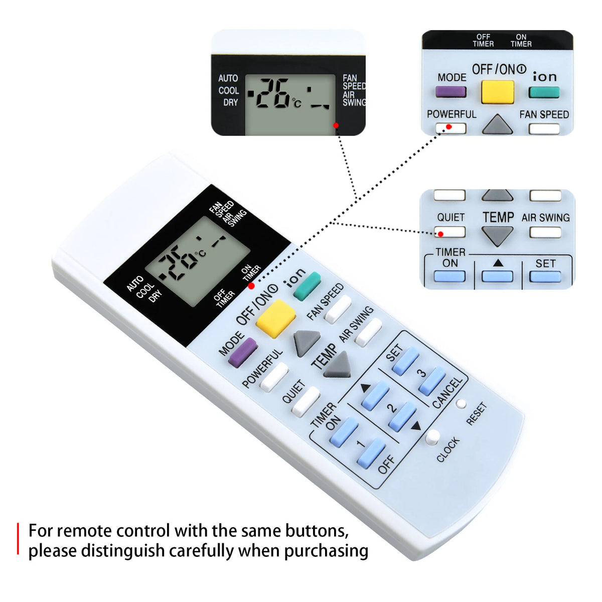 A75C3299 Remote Control For Panasonic Air Conditioner A75C2654 A75C2600 A75C2606