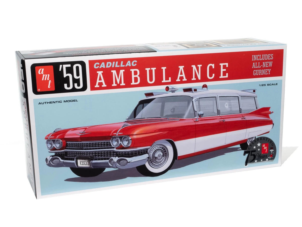 AMT 1959 Cadillac 1:25 scale, White, Clear, Transparent Red, Chrome-plated