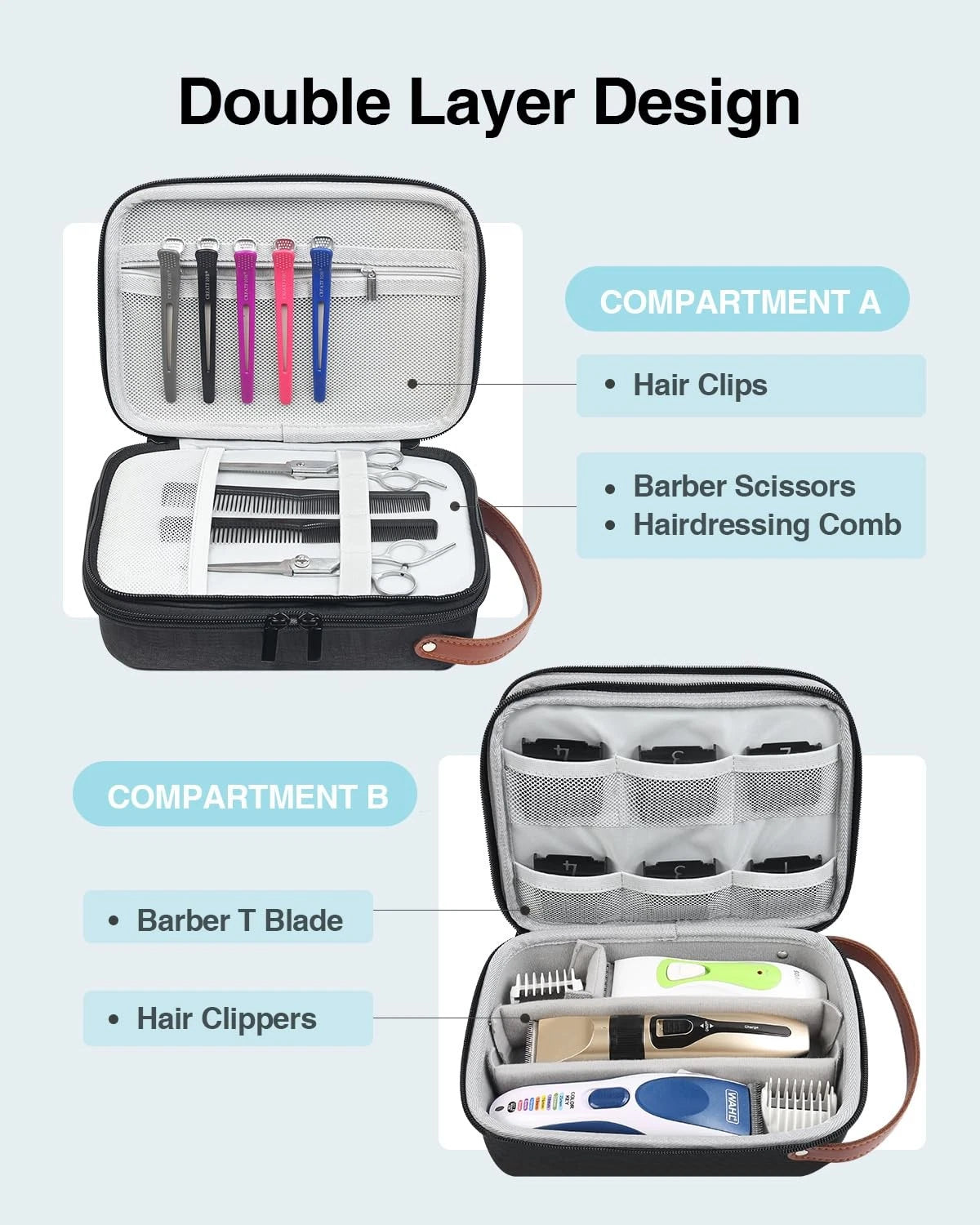 Luxtude Hair Clipper Case Travel, Portable Barber Medium, Black