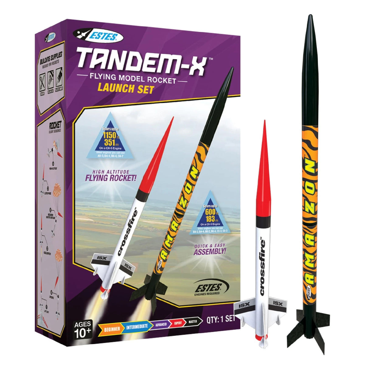 Estes 1469 Tandem X Rocket-Building Kit, Beginner 30 inches, Orange