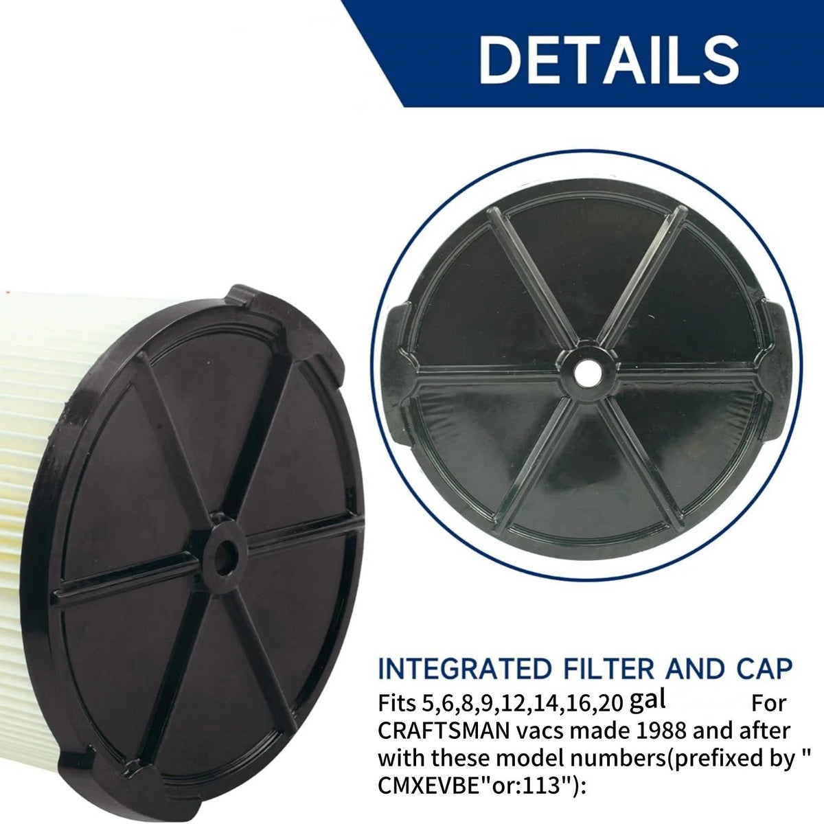 CMXZVBE38754 Vacuum Cleaner Filter For Craftsman Vacs Made 1988 And After