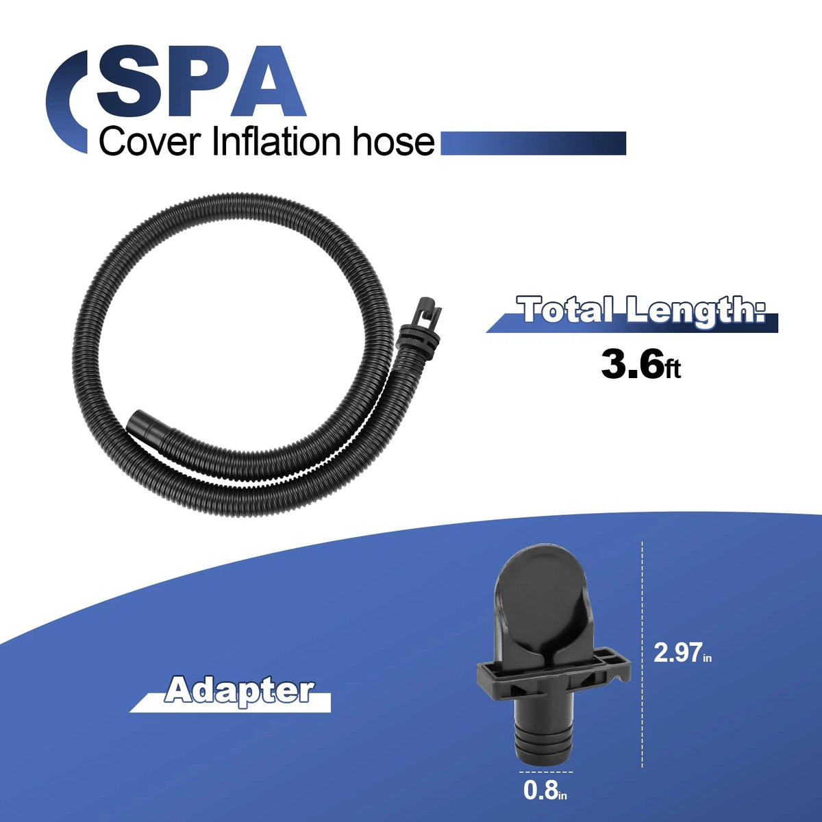 11830 Spa Cover Inflation Hose Replacement for Intex Pure Hot tub Black