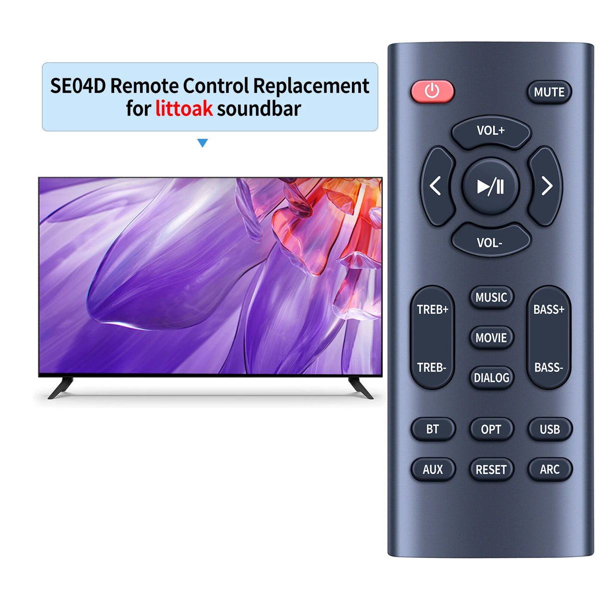 Replacement Remote Control For MEGACRA Sound Bar, BESTISAN 50 Watts Soundbar