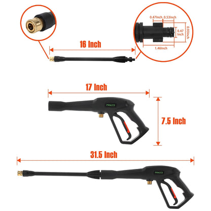 PWACCS Pressure Washer Gun Replacement with Extension 16.93 inches, Black