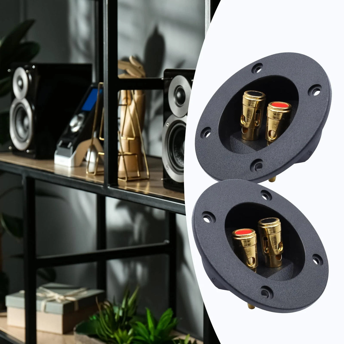 Pastlla 2Pcs 3" x Speaker Box Terminal Cup DIY x 3", 2Pcs, Round, Black