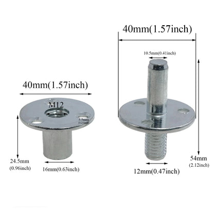 Table top connectors T-nut M12, Bed Post M12*53.5, Silver