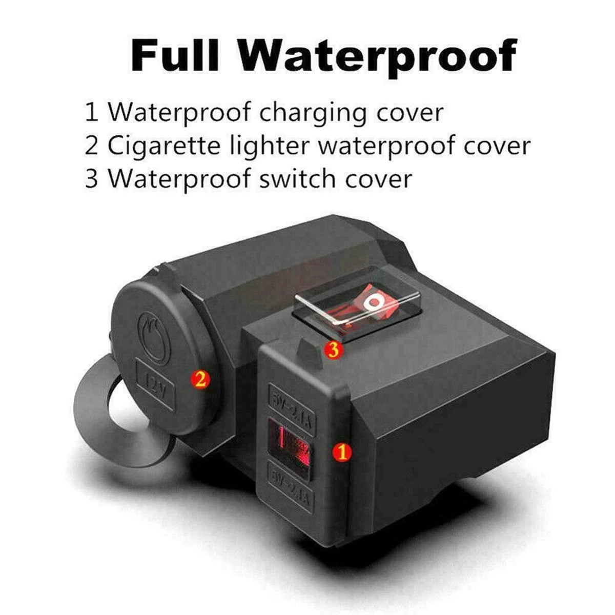 Motorcycle Cigarette Lighter 12V Dual USB Charger LED Digital Voltmeter Socket E