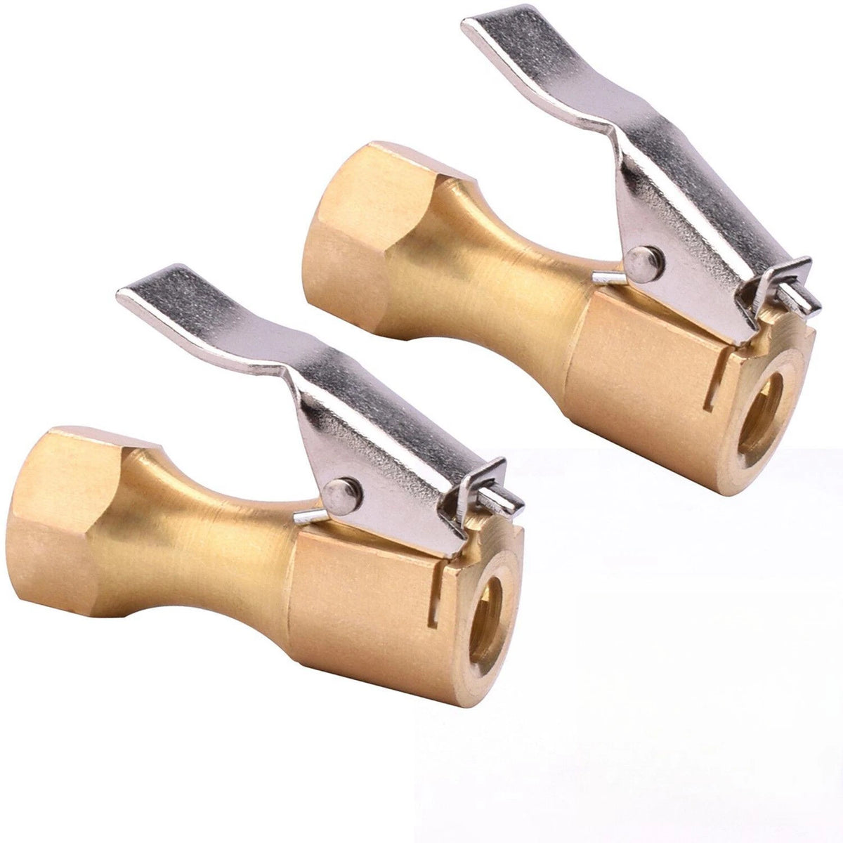 2PCS Open Flow Straight Lock-On Air Chuck with Clip for Tire Inflator Car Tool
