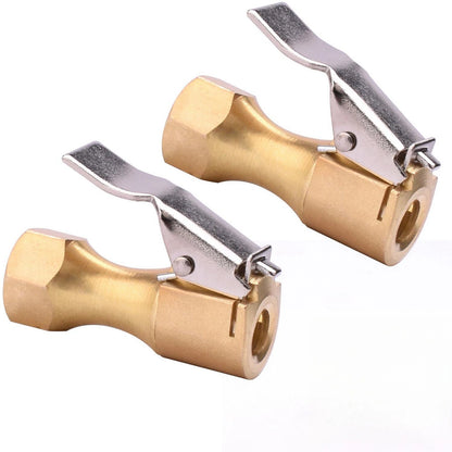 2PCS Open Flow Straight Lock-On Air Chuck with Clip for Tire Inflator Car Tool