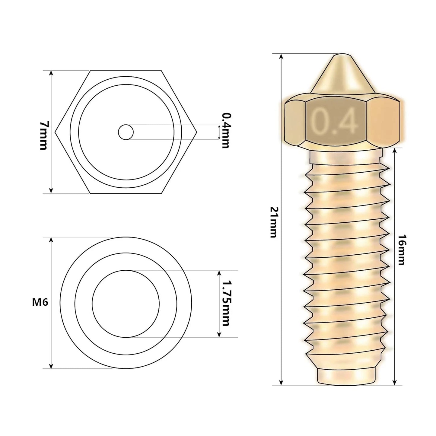 10PCS Brass Nozzles for Anycubic Kobra 2, 3D Printer Parts 0.4mm...