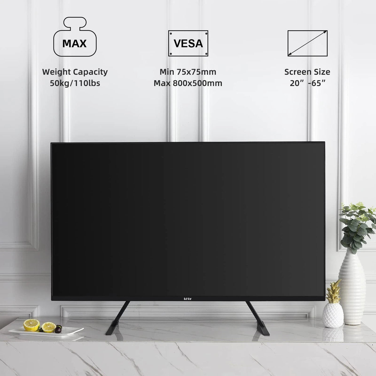 Universal TV Stand, Metal Legs for 20-65 inch youth large / 11-13, Black