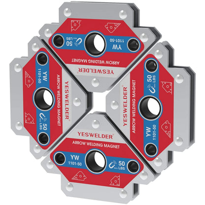 YESWELDER 4-Pc Welding Magnet Set, 50 lb Holding Power 50lb, Multicolor