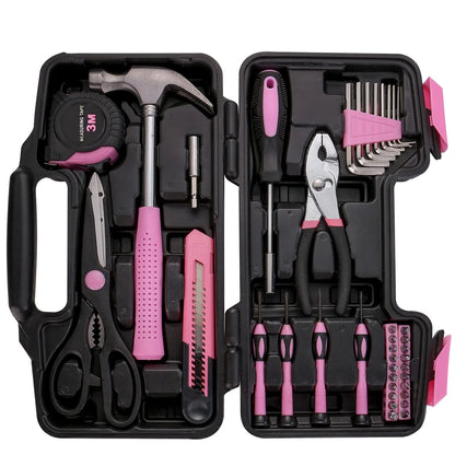 39 Piece All Purpose Basic Household Pink Tool Kit for Women - Small