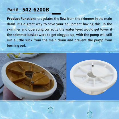 Vsttar 542-6200B Plastic Equalizer Skimmer Float Valve Assembly with O-Ring,...