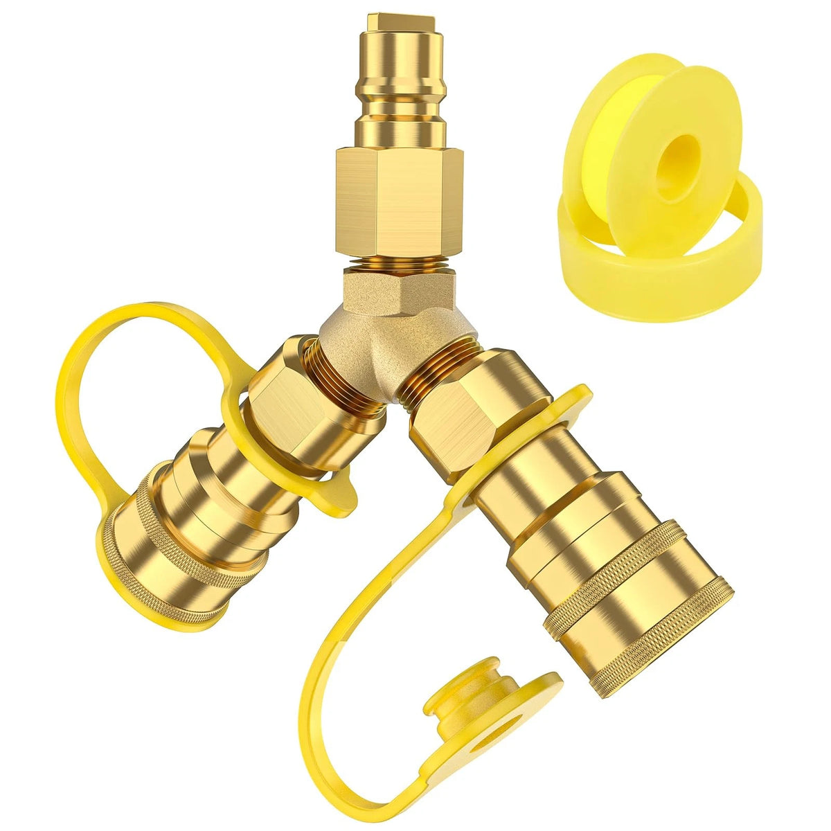 3/8 inch Natural Gas Y Splitter, 2-Way Quick Inch, Golden