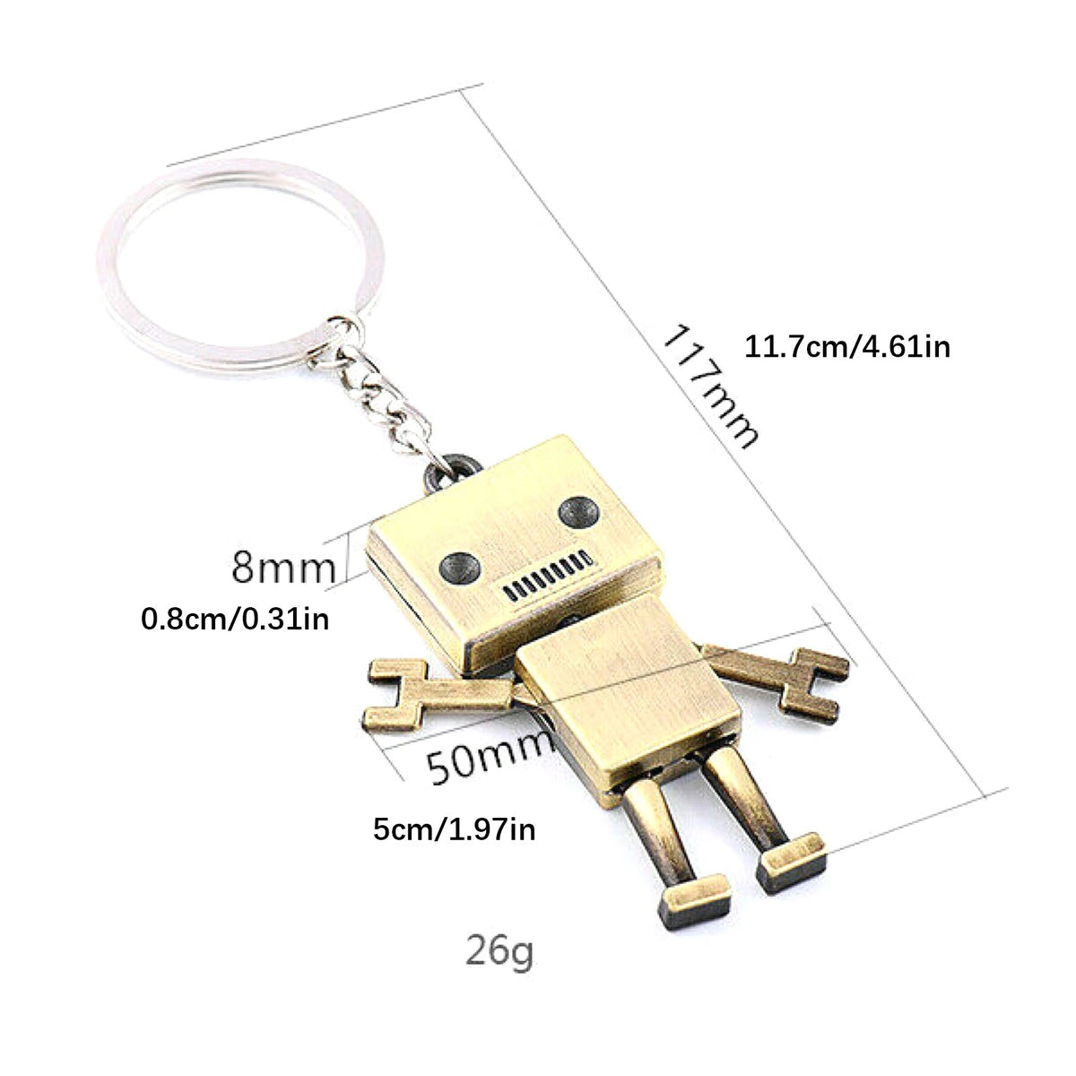 Mini Cute Movable Metal Robot Keychain Keyring Key Chain Ring Bag Purse Pendant