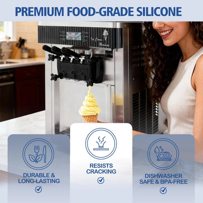 FixoTech Soft Serve Ice Cream Machine Parts, Standard, White and Black